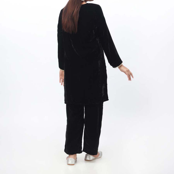 2PC- Solid Velvet Shirt & Trouser PW9131