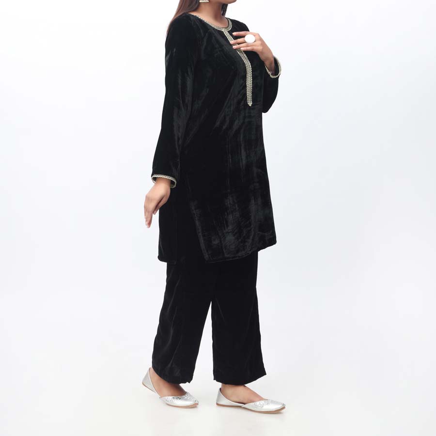2PC- Solid Velvet Shirt & Trouser PW9131