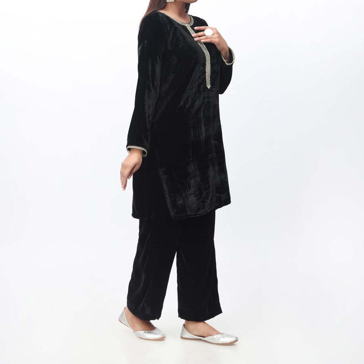 2PC- Solid Velvet Shirt & Trouser PW9131