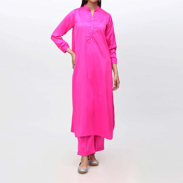 2PC- Solid Satin Silk Shirt & Trouser PW9164