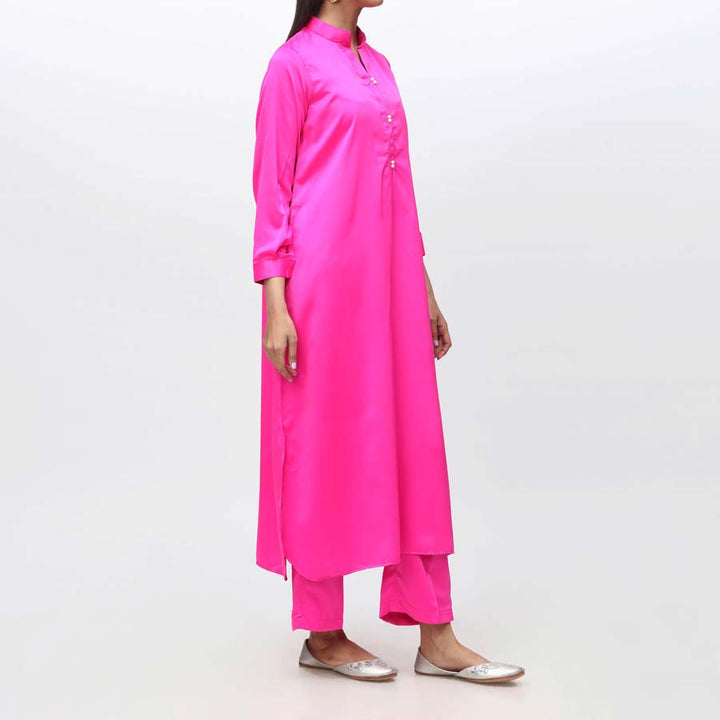 2PC- Solid Satin Silk Shirt & Trouser PW9164