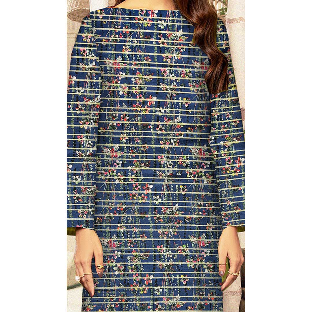 1PC- Unstitched Digital Printed Slub khaddar Shirt PW9400