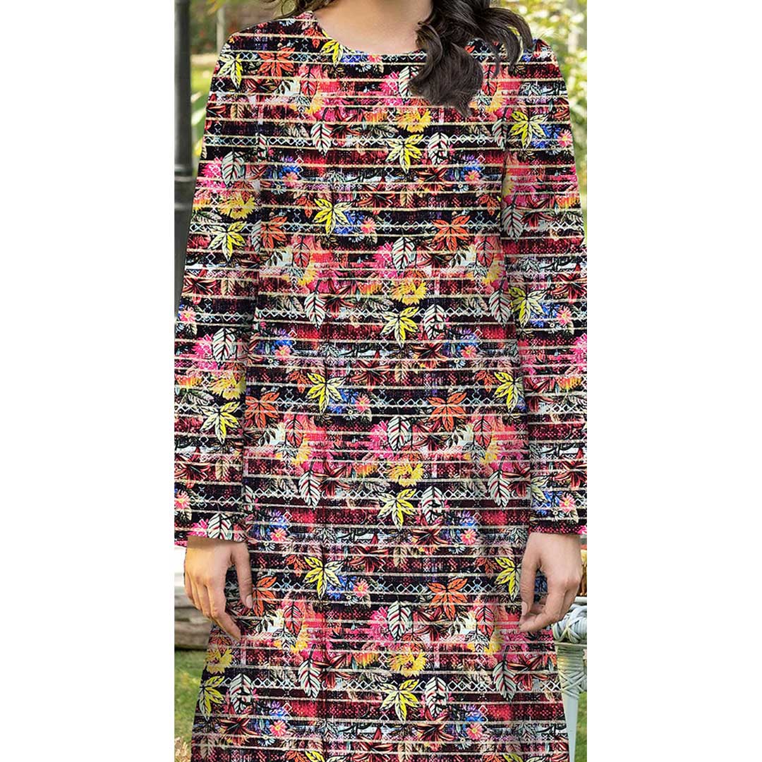 1PC- Unstitched Digital Printed Slub khaddar Shirt PW9401