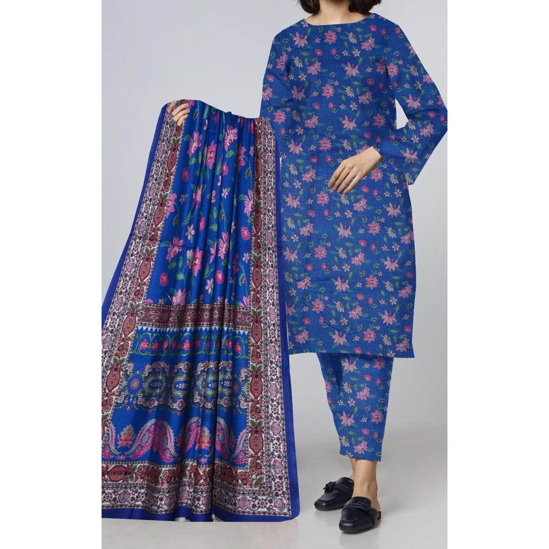 3PC- Unstitched Digital Printed Dhanak Suit PW9517