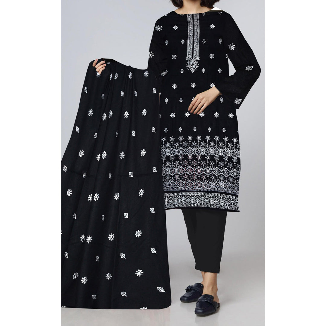 3PC- Unstitched Digital Embroidered Dhanak Suit PW9588