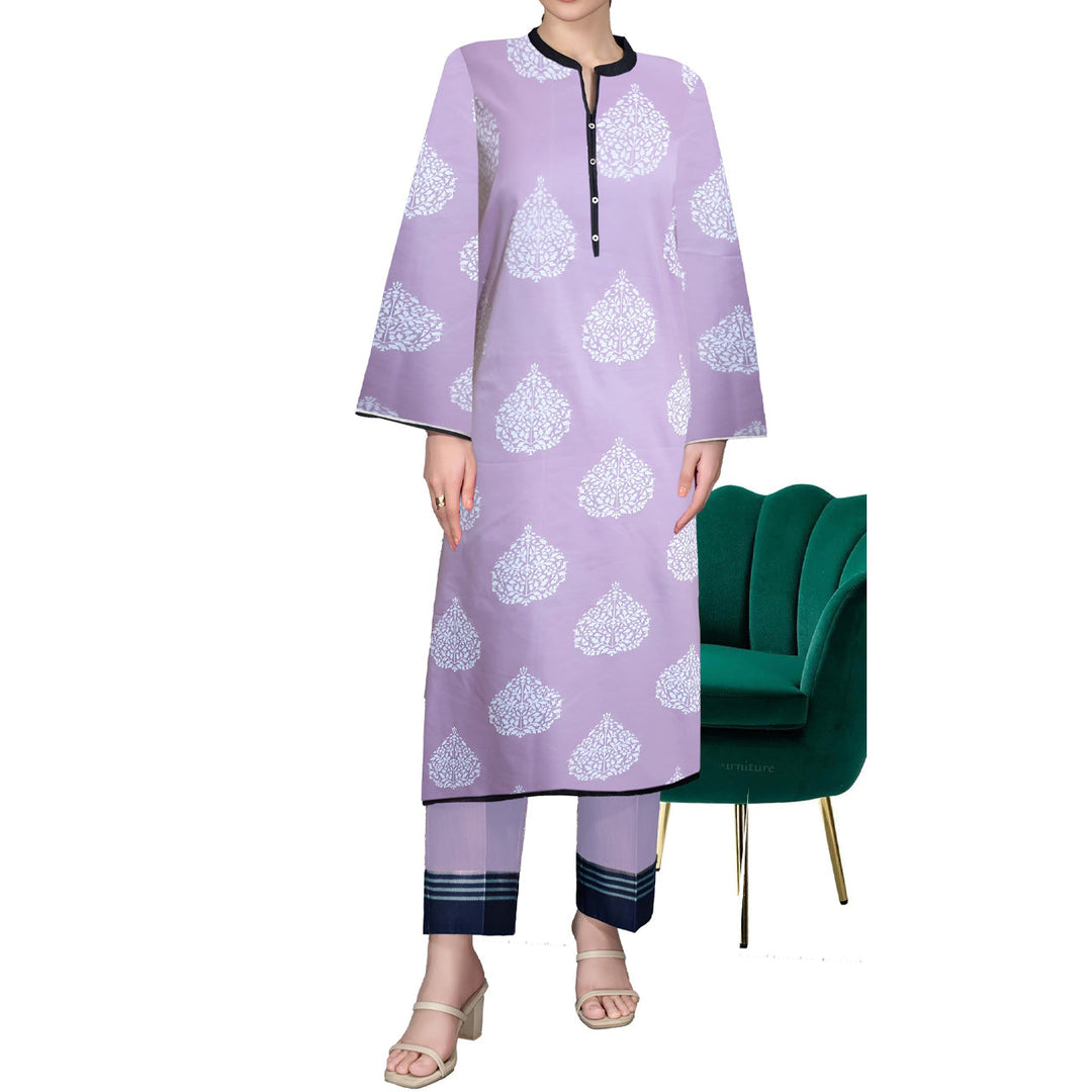 1PC- Unstitched Digital Printed Cambric Shirt PW9599