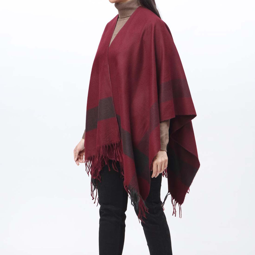 Maroon Cape Shawl PW9803