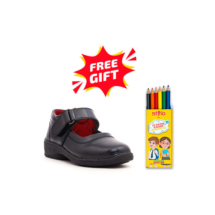 Girls Black School Shoes SK0043