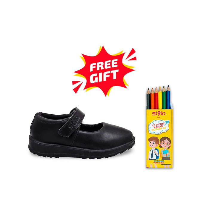 Girls Black School Shoes SK0049