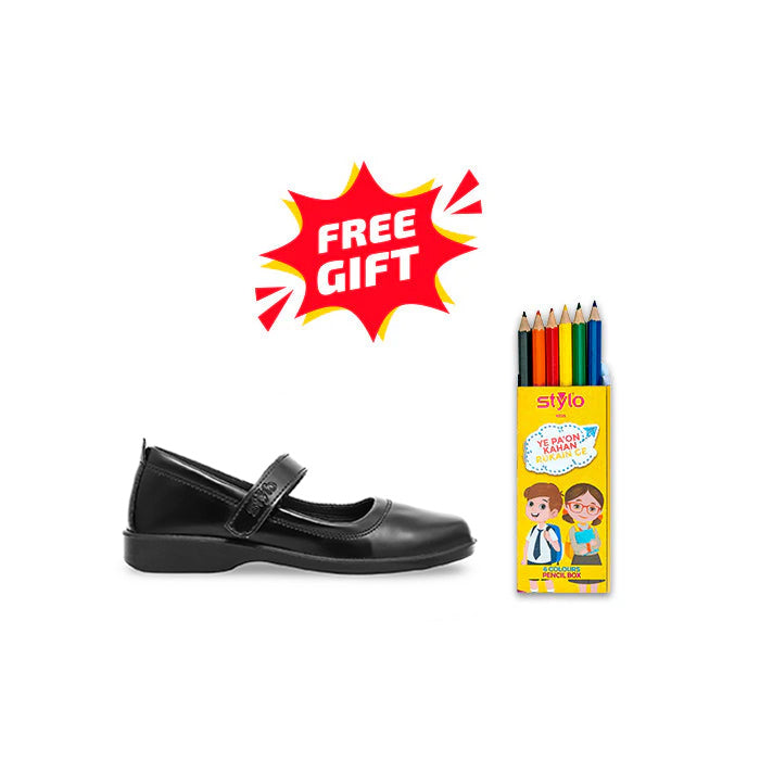 Girls Black School Shoes SK0061