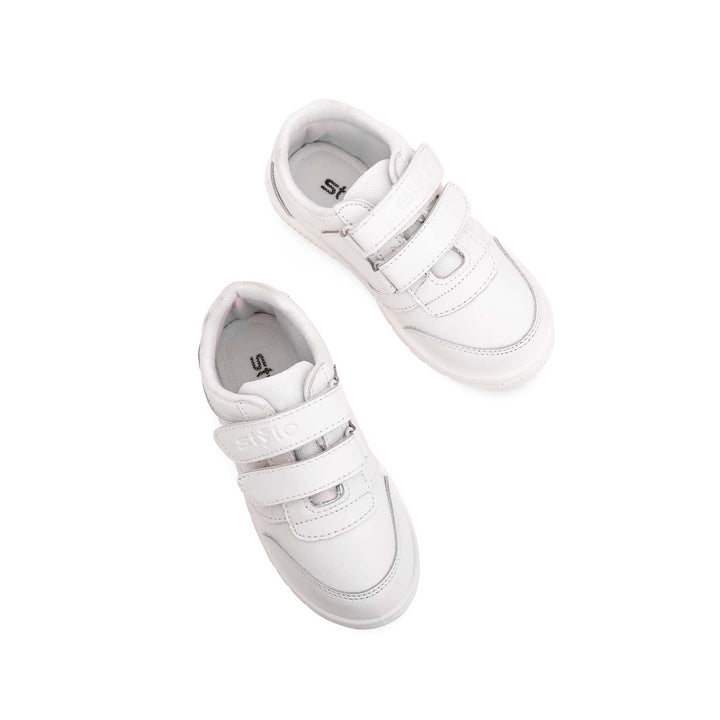 Boys White School Shoes SK1072