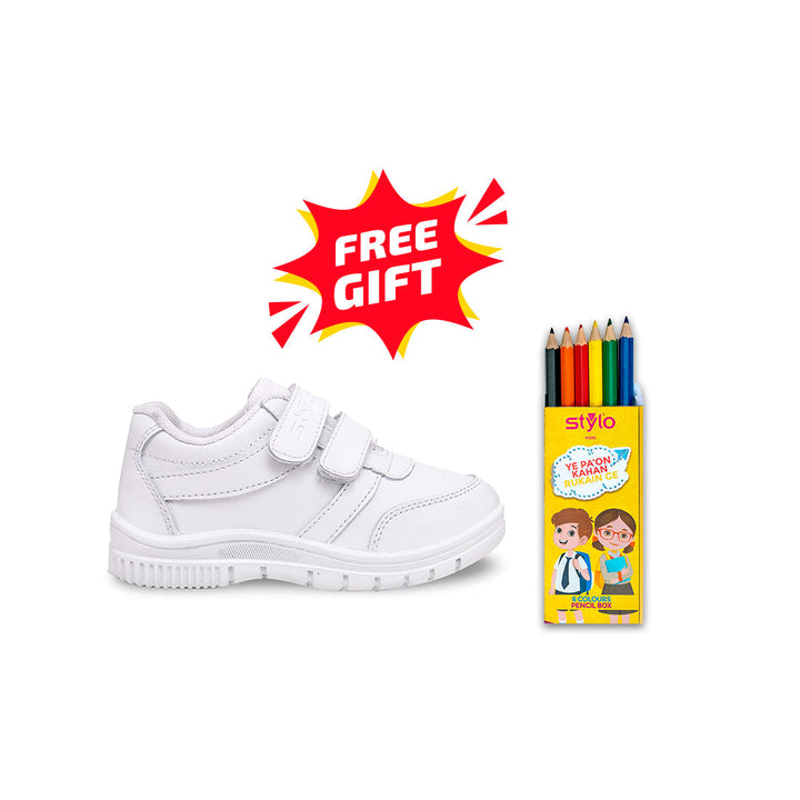 Boys White School Shoes SK1072