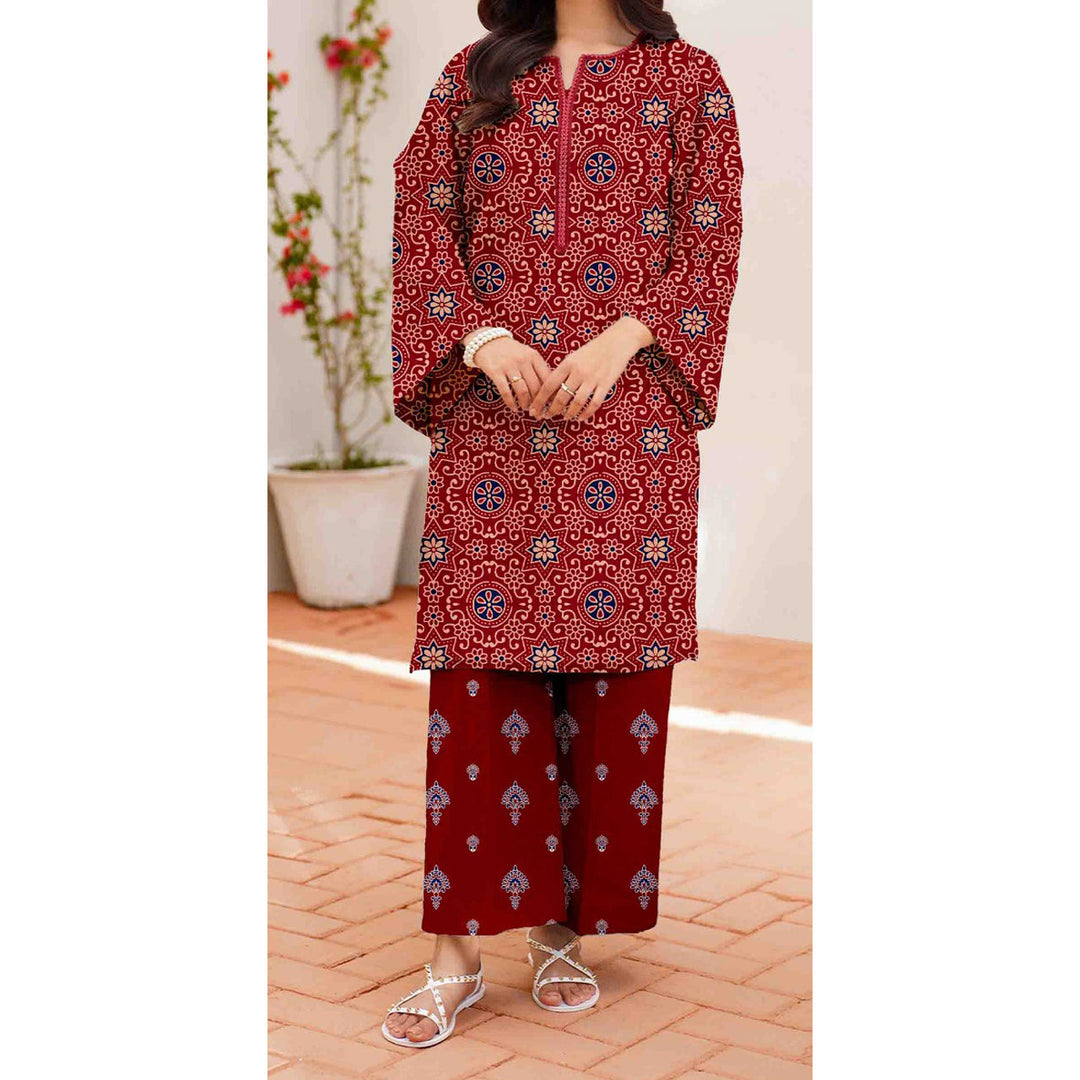2PC- Unstitched Digital Printed Cambric Suit US5032