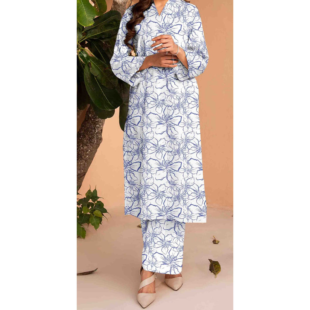 2PC- Unstitched Digital Printed Cambric Suit US5039