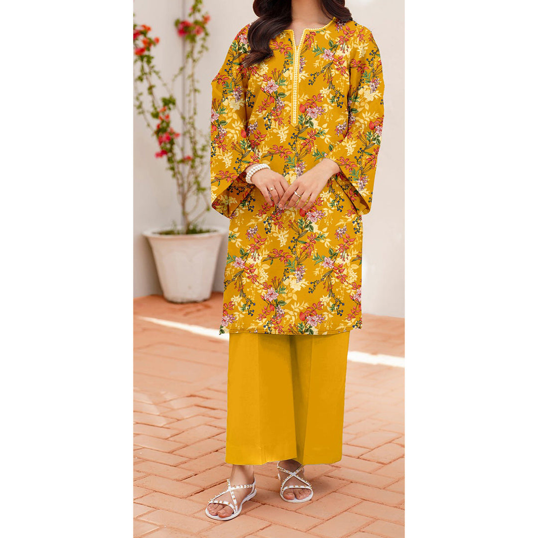 2PC- Unstitched Digital Printed Blended Cotton Suit US5050