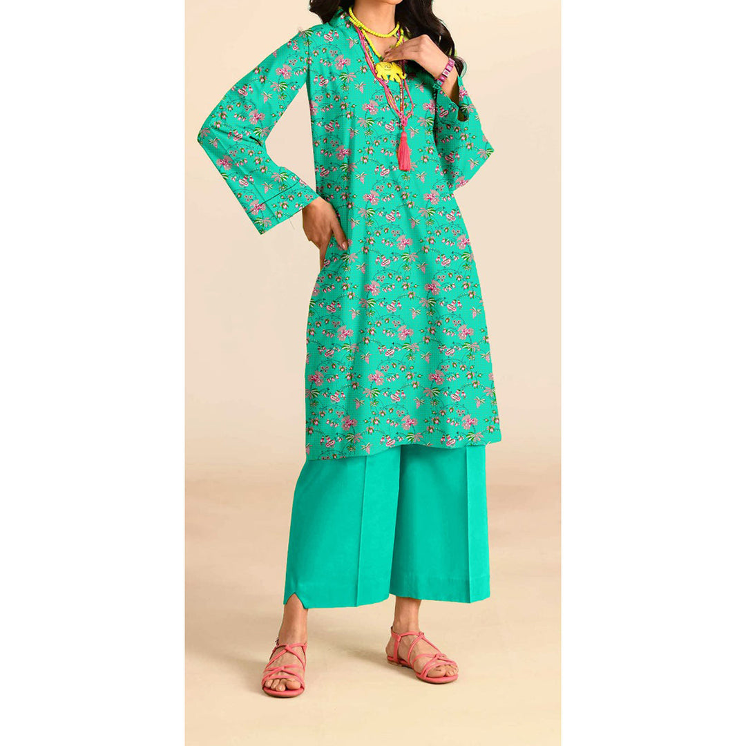 2PC- Unstitched Digital Printed Blended Cotton Suit US5055