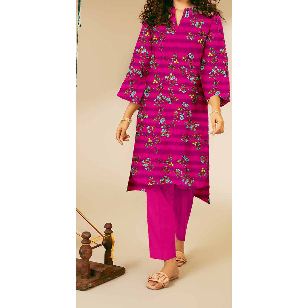 2PC- Unstitched Digital Printed Blended Cotton Suit US5060