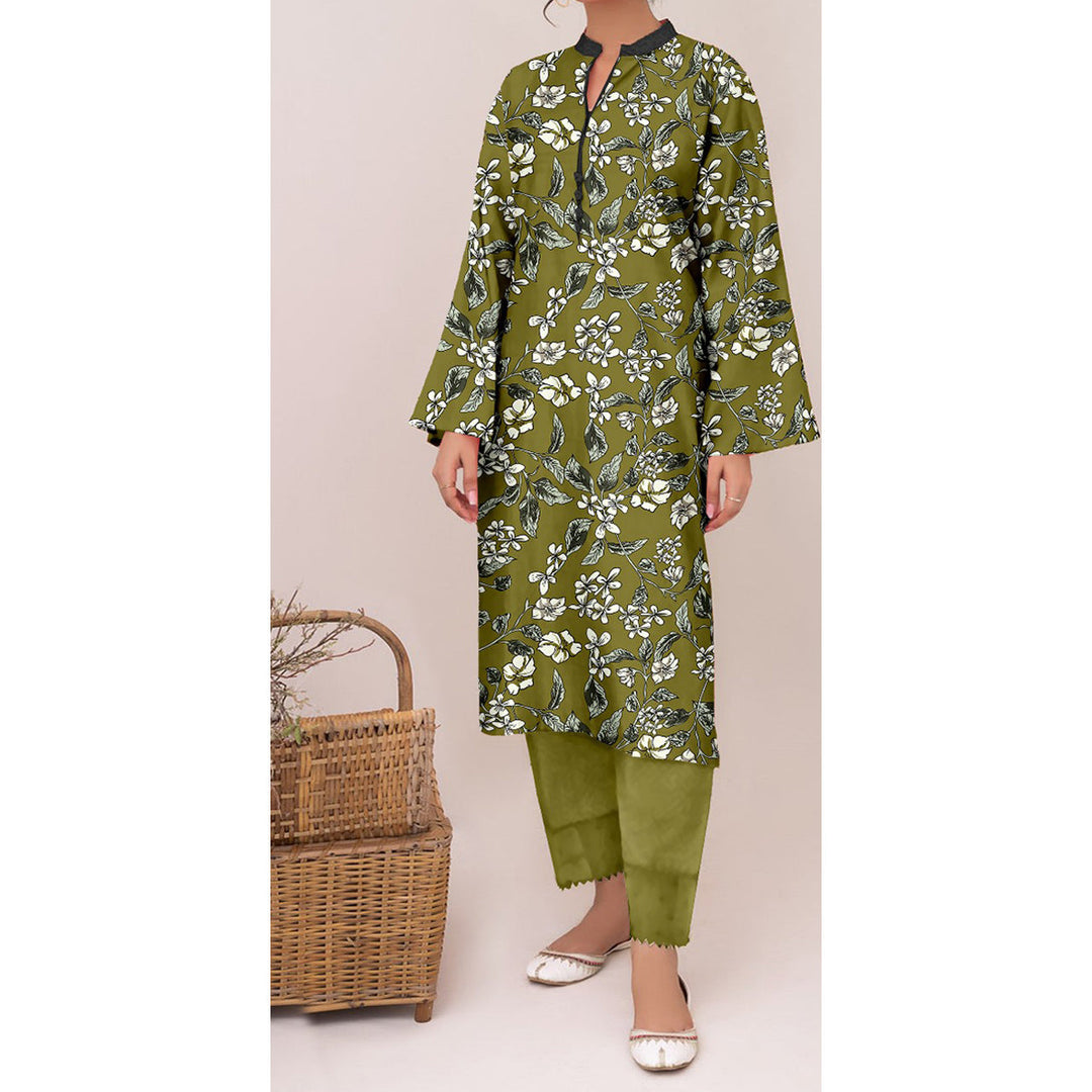 2PC- Unstitched Digital Printed Blended Cotton Suit US5065