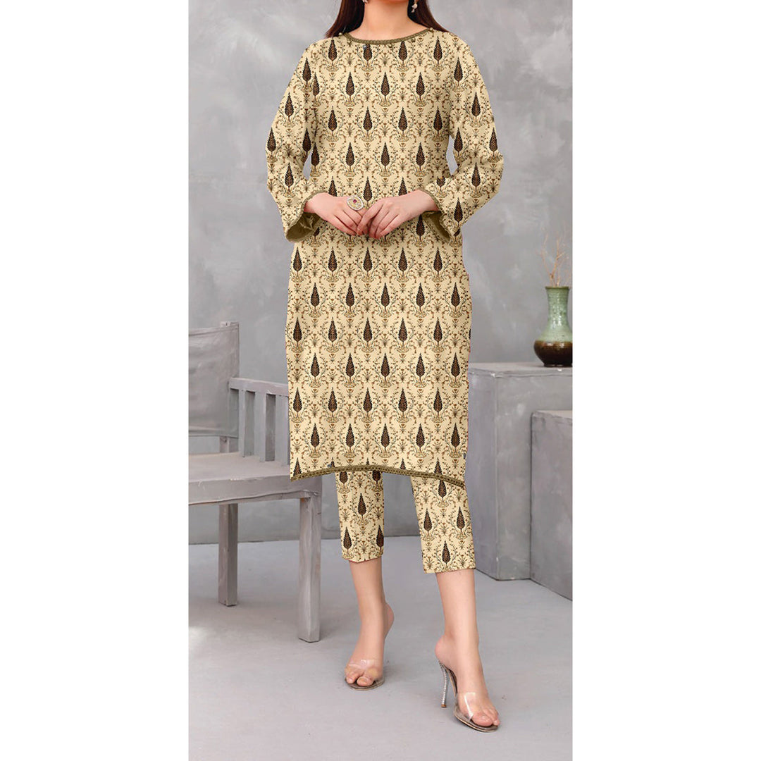 2PC- Unstitched Digital Printed Blended Cotton Suit US5071