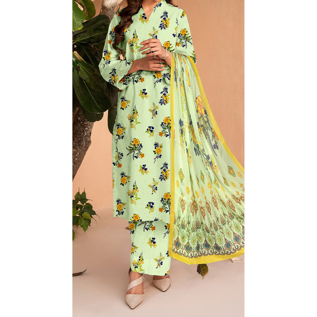 3PC- Unstitched Digital Printed Lawn Suit US5078