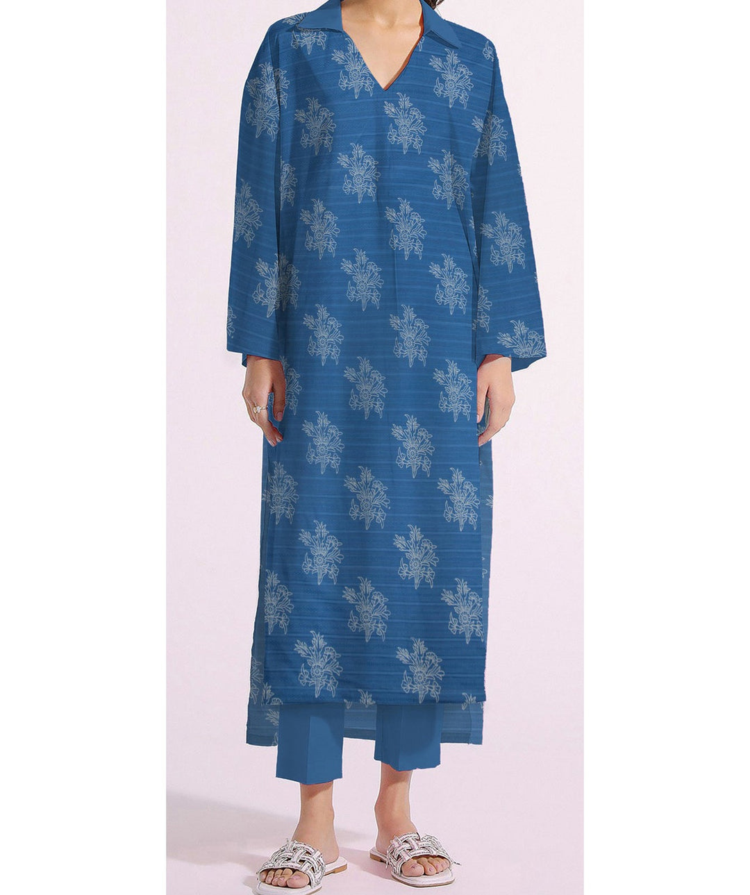 1PC- Unstitched Screen Printed Cotton Shirt US5121