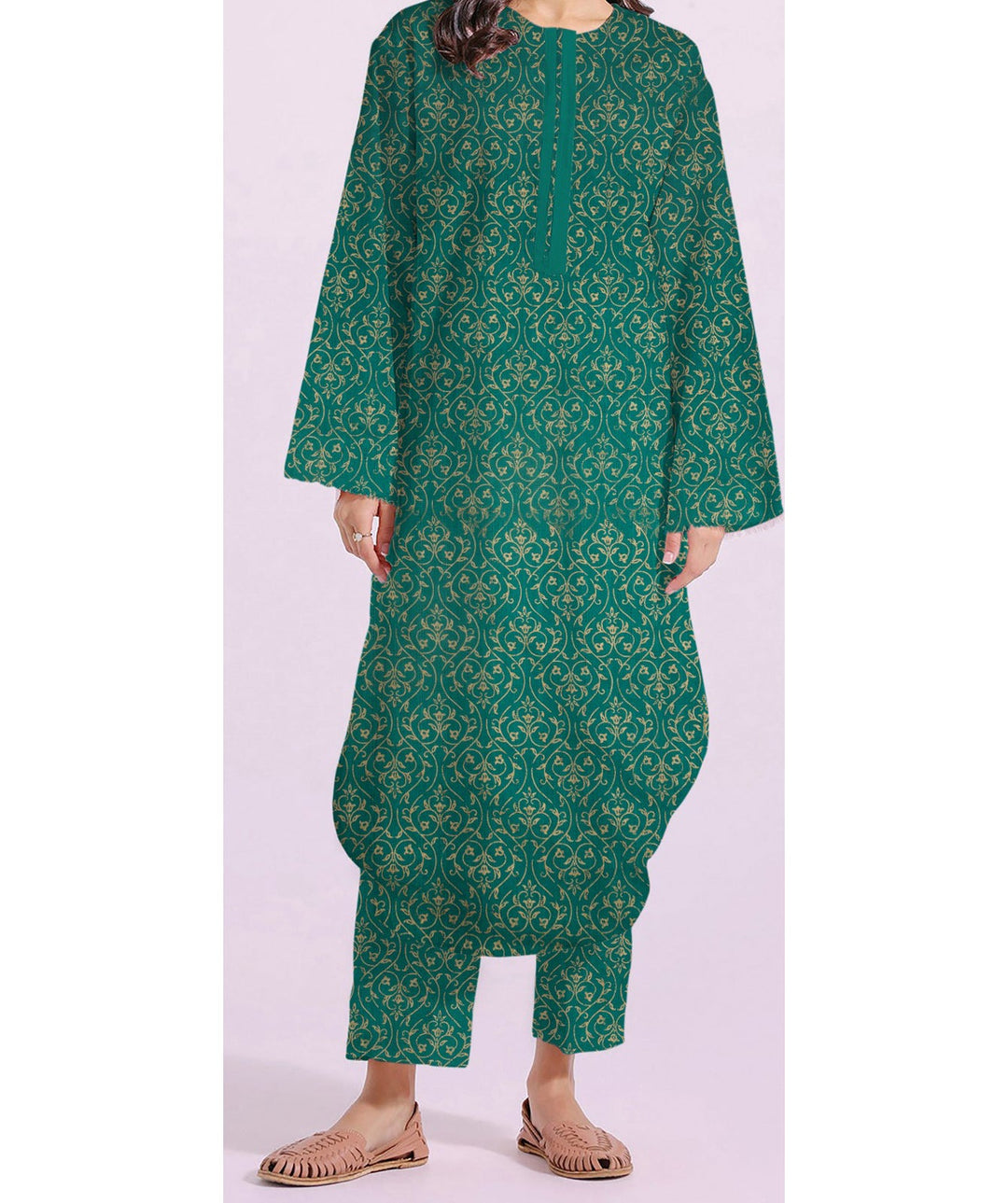 2PC- Unstitched Screen Printed Cotton Suit US5123
