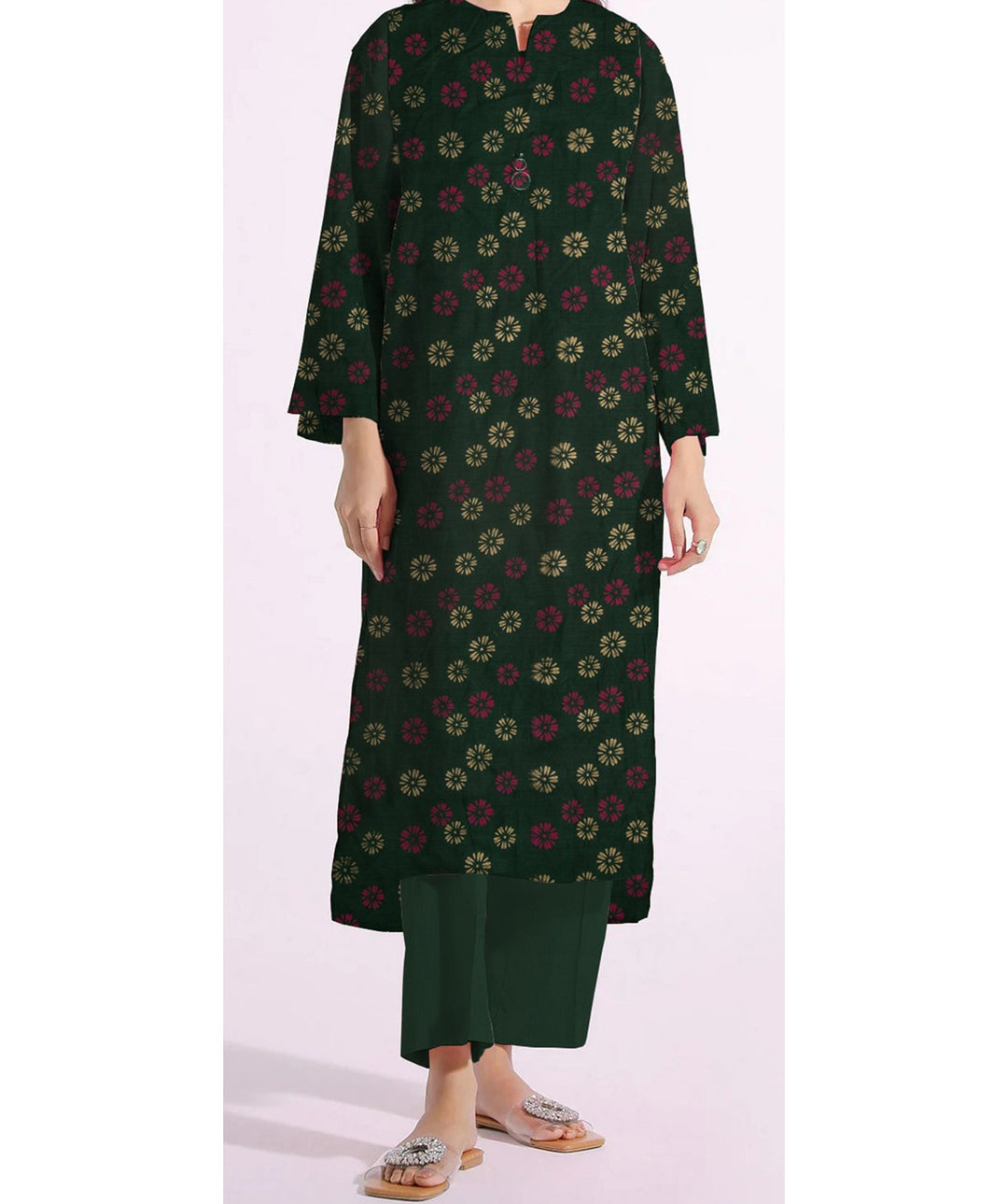 1PC- Unstitched Screen Printed Cotton Shirt US5138