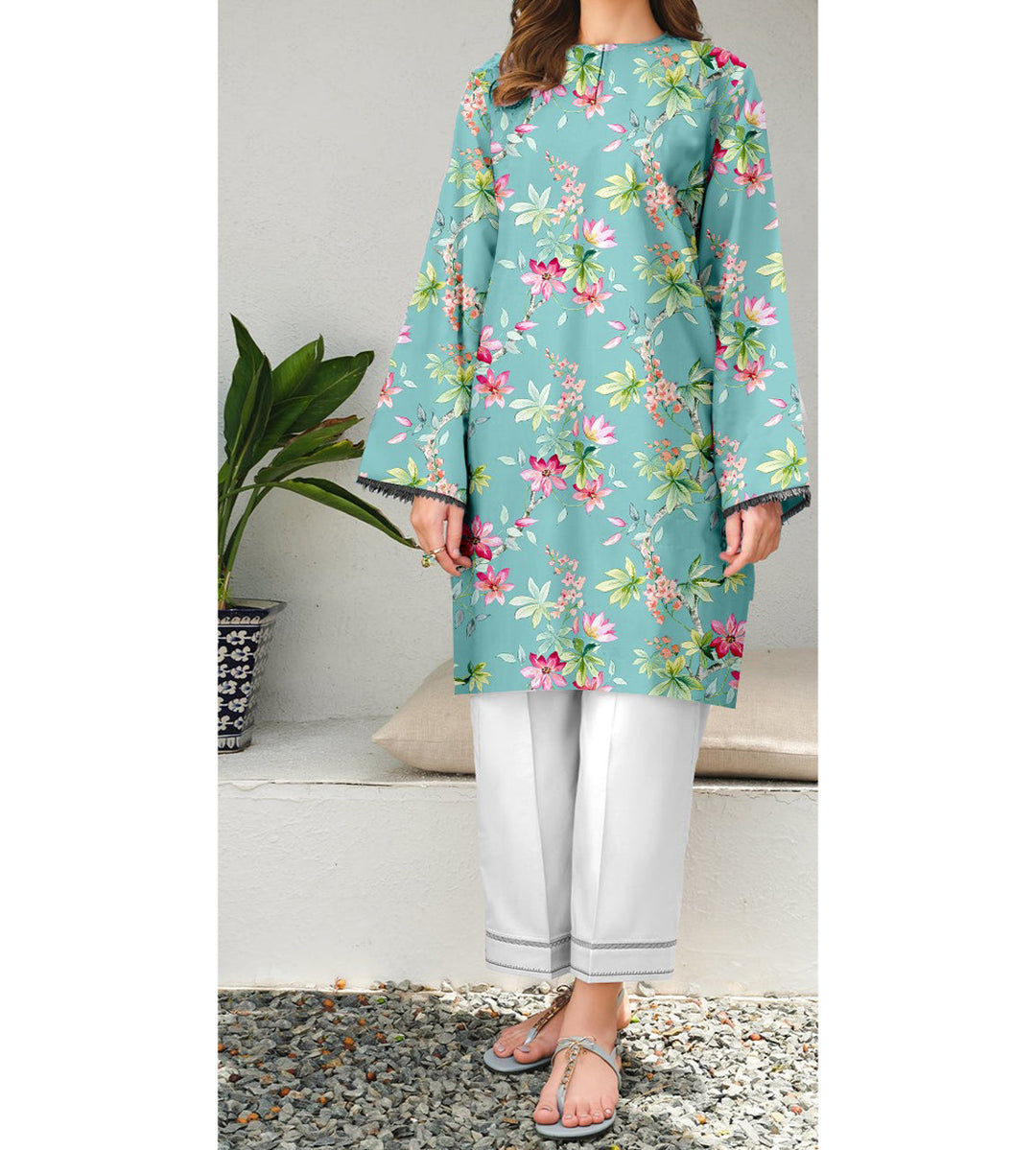 1PC- Unstitched Digital Printed Lawn Shirt US5153
