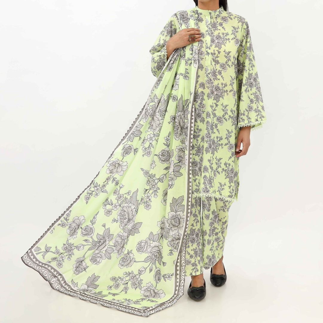 3PC- Unstitched Ebroidered Lawn Suit US5448