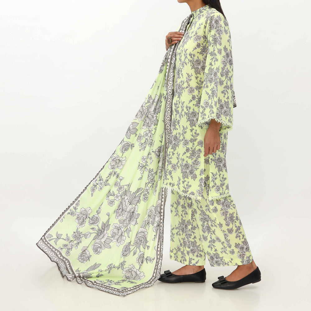 3PC- Unstitched Ebroidered Lawn Suit US5448