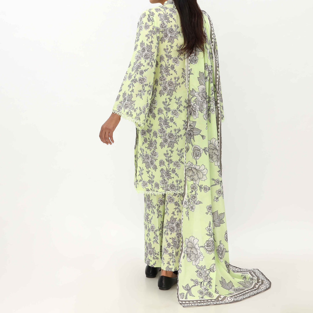 3PC- Unstitched Ebroidered Lawn Suit US5448