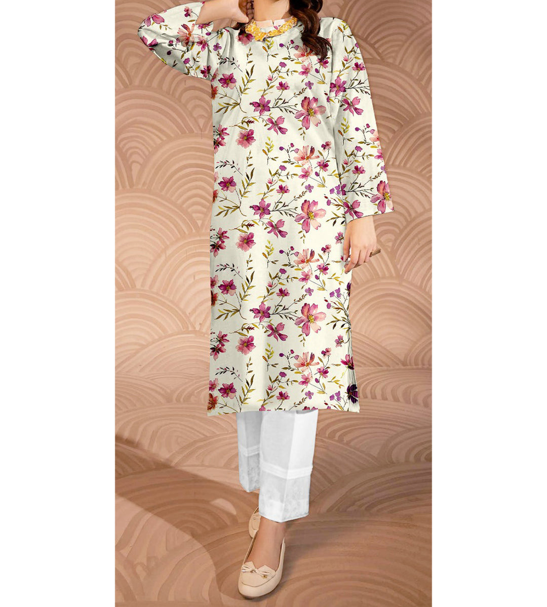 1PC- Unstitched Digital Printed Lawn Shirt US5164