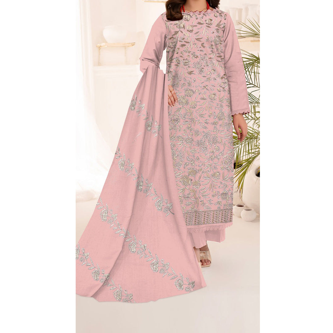 3PC- Unstitched Embroidered Lawn Suit US5206