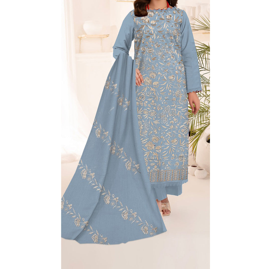3PC- Unstitched Embroidered Lawn Suit US5212