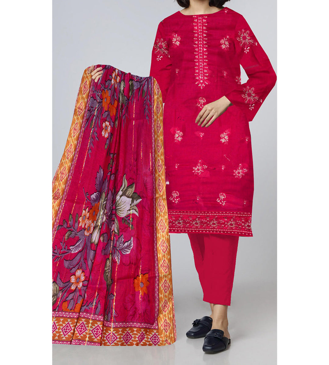 3PC- Unstitched Embroidered Lawn Suit US5350