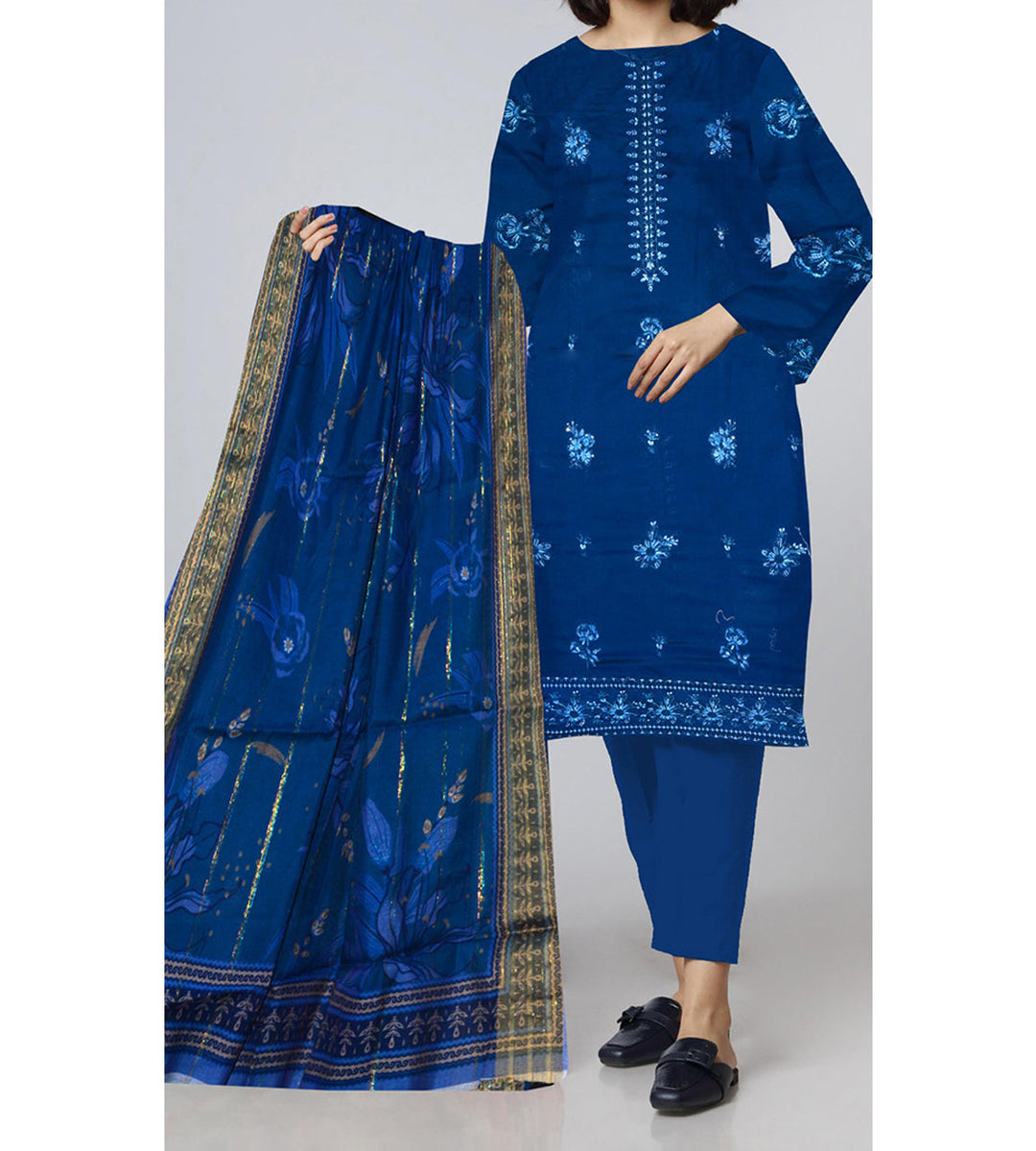 3PC- Unstitched Embroidered Lawn Suit US5351