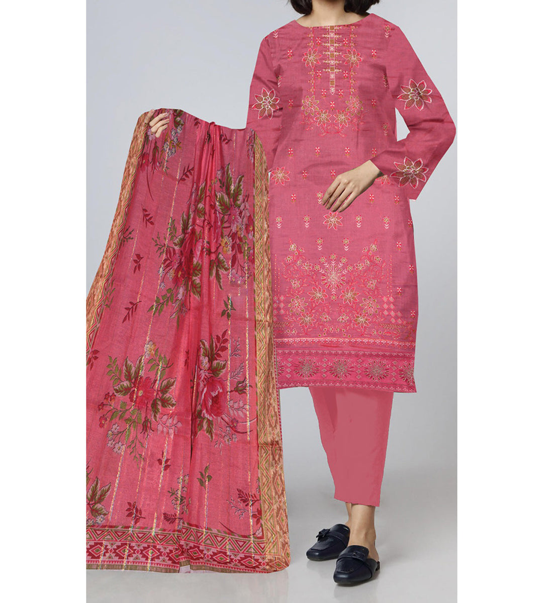 3PC- Unstitched Embroidered Lawn Suit US5359