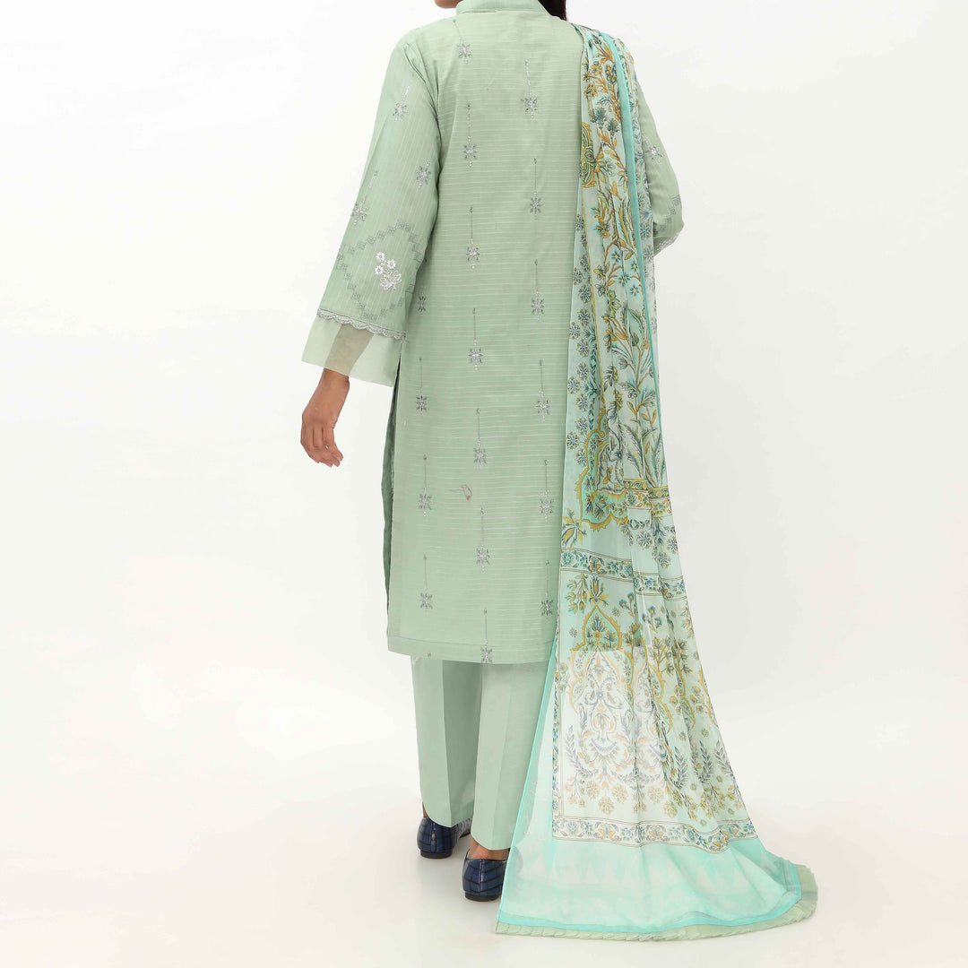 3PC- Unstitched Ebroidered Lawn Suit US5445