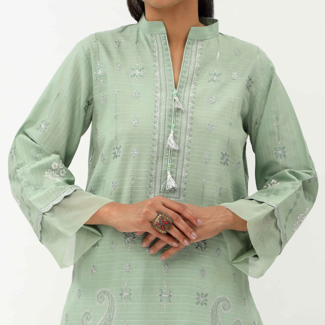 3PC- Unstitched Ebroidered Lawn Suit US5445