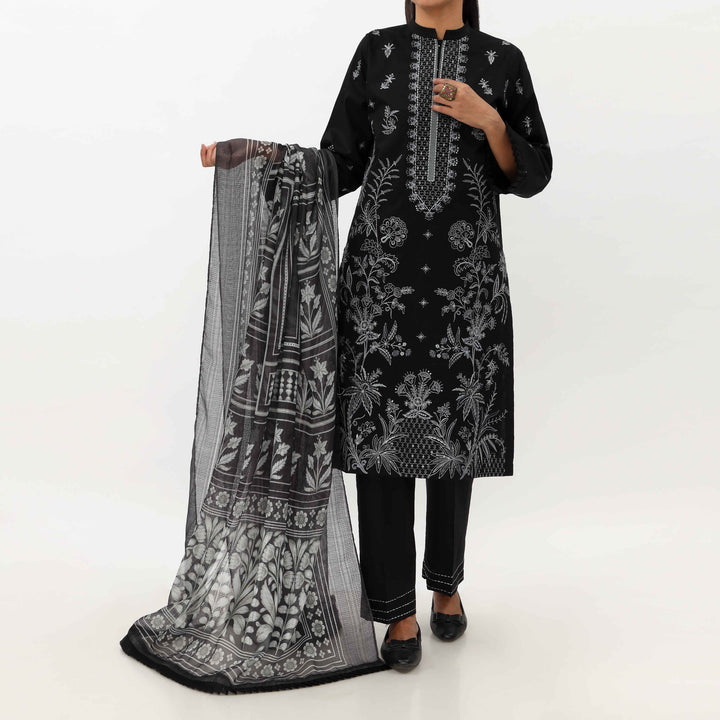 3PC- Unstitched Ebroidered Lawn Suit US5448