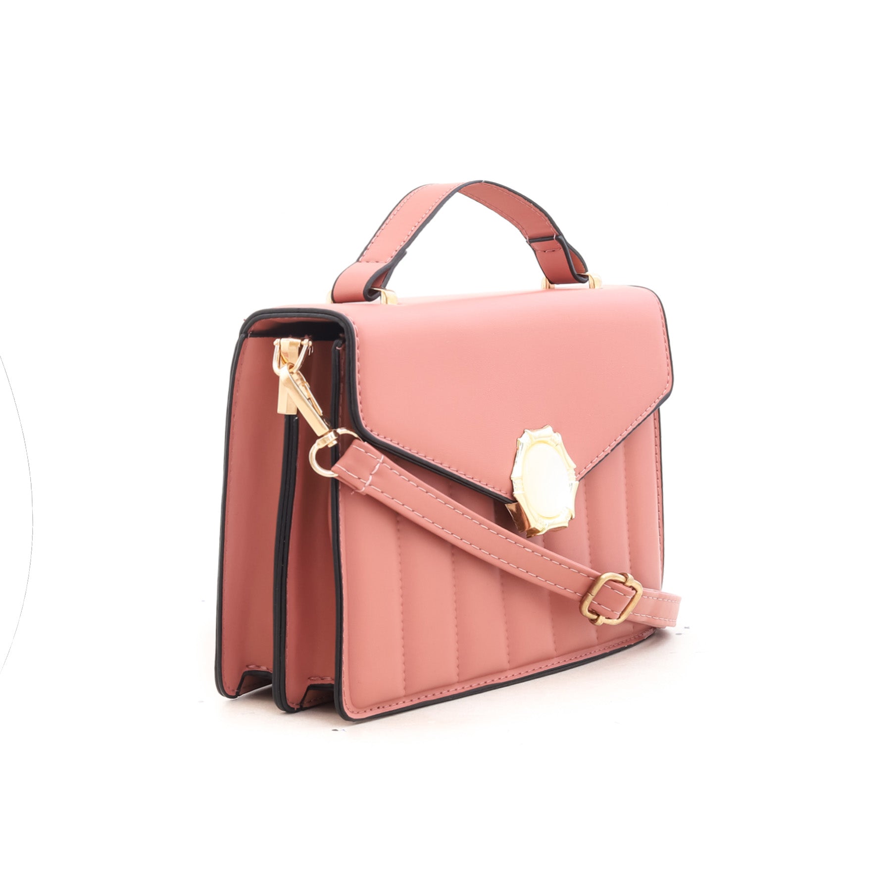 Pink Metallic Push-Lock Crossbody Bag - CHARLES & KEITH International