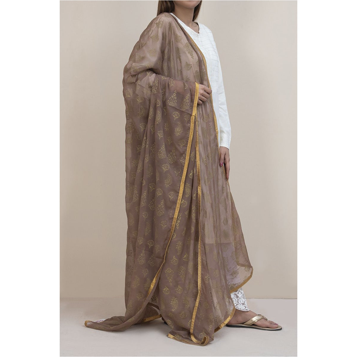 Brown Color Printed dupatta PS1701