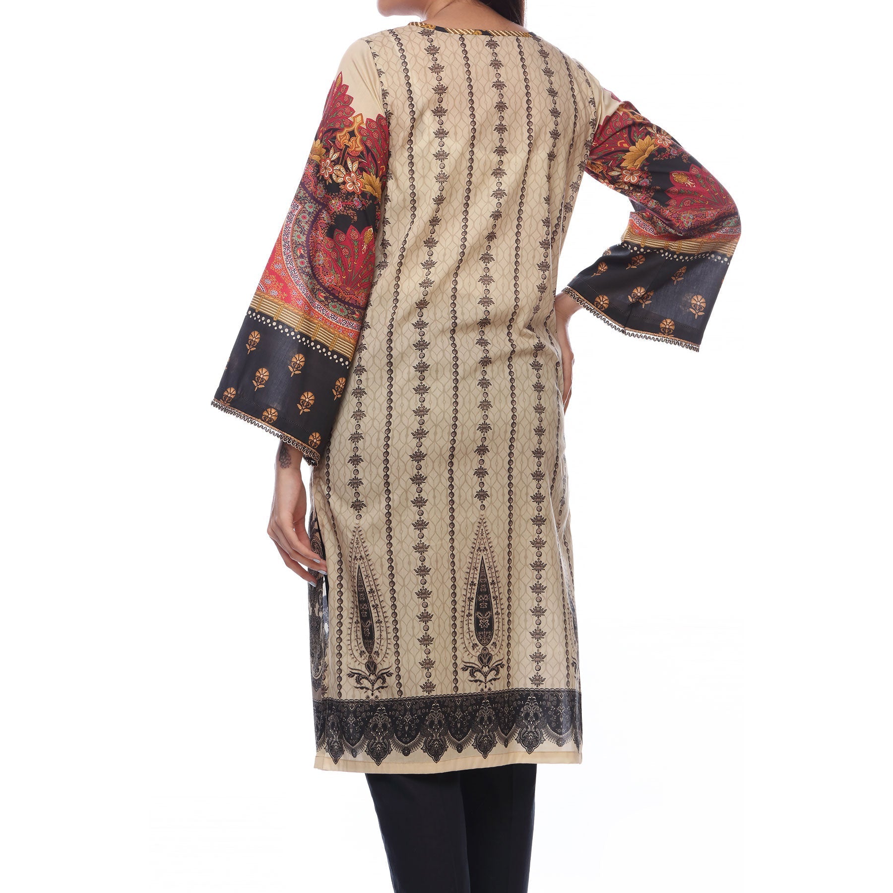 Digital Printed Lawn Shirt With Embroiderd Neck Line