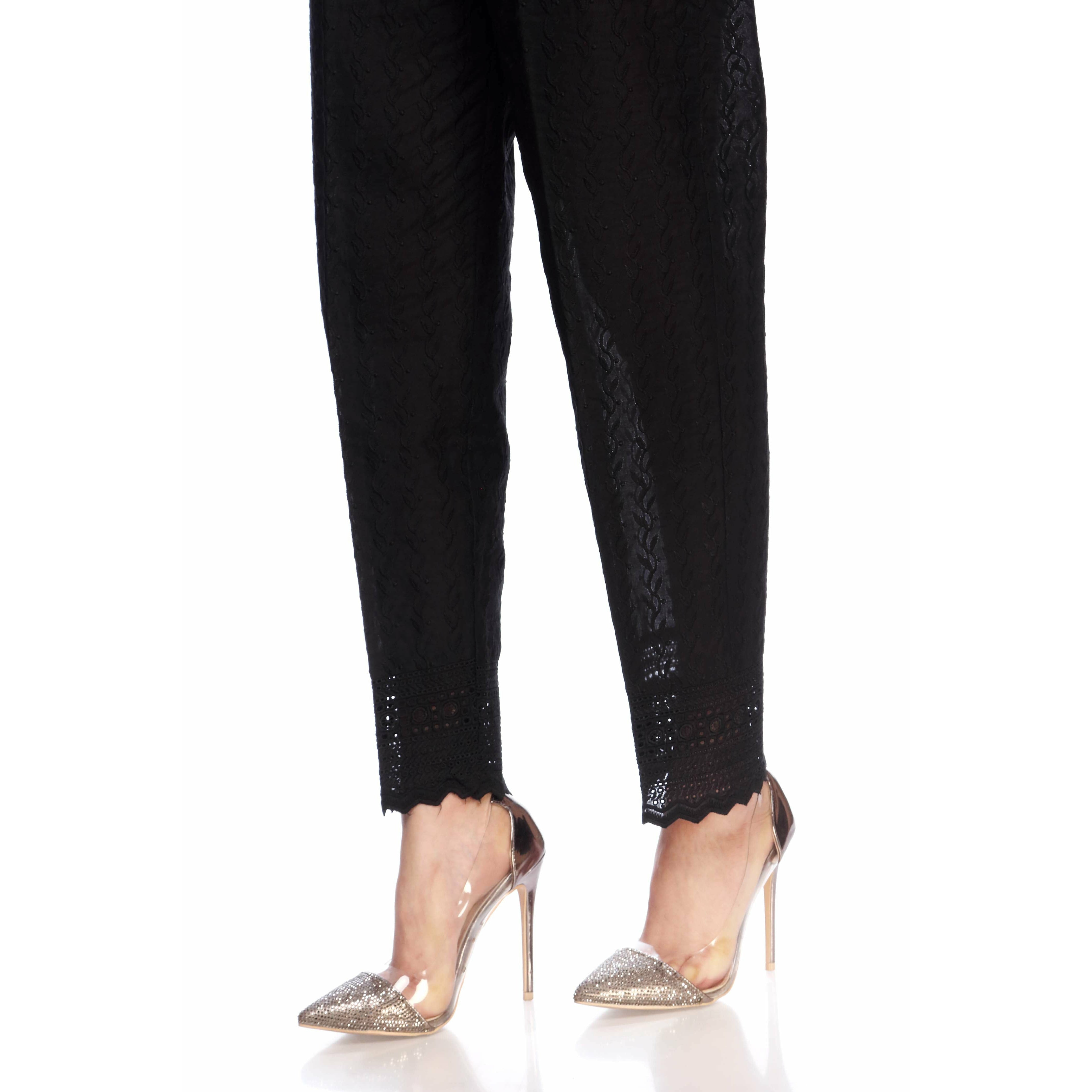 Black Color Straight Fit ChikanKari Trouser PS2517