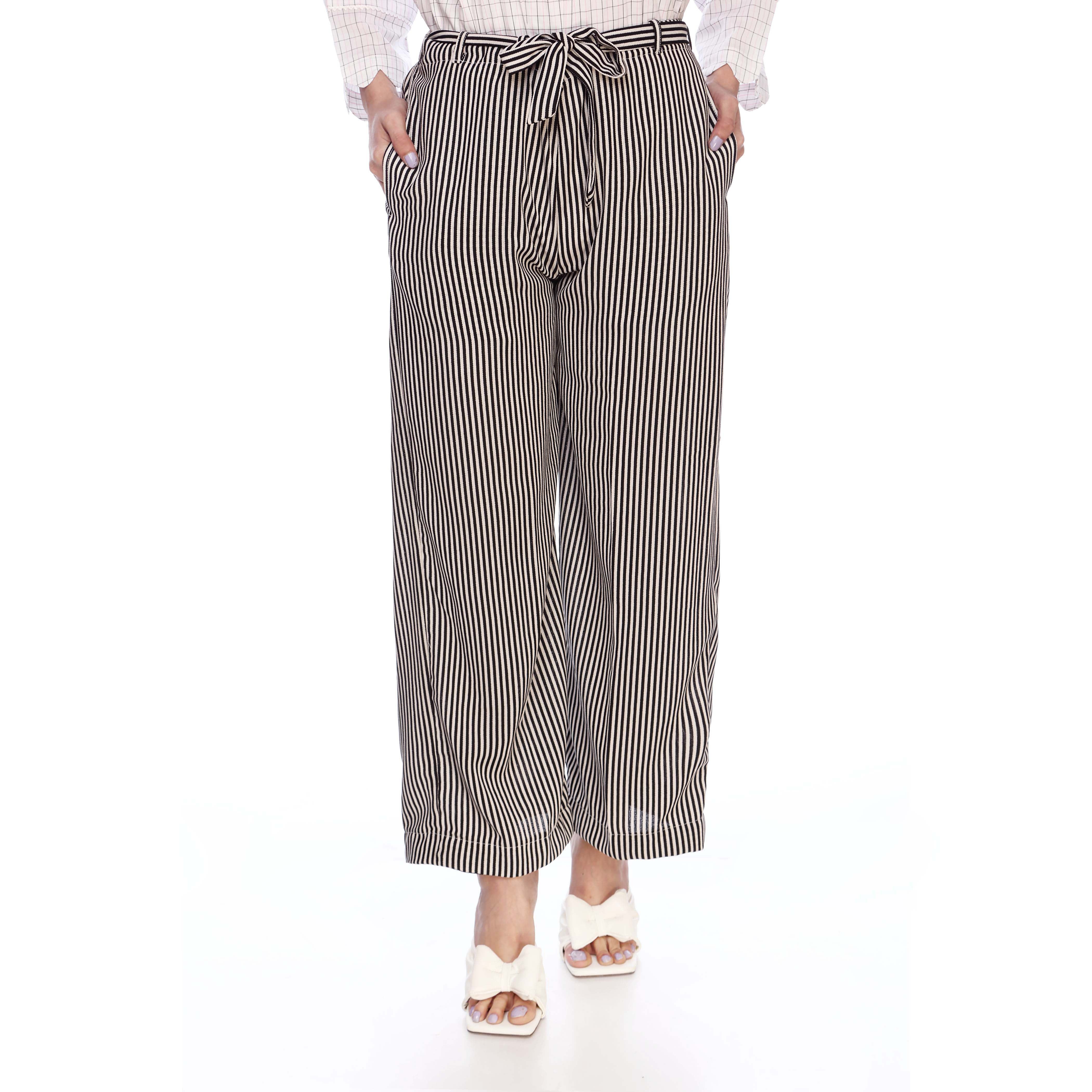 Black Color Straight Fit Striped Trouser PS2528
