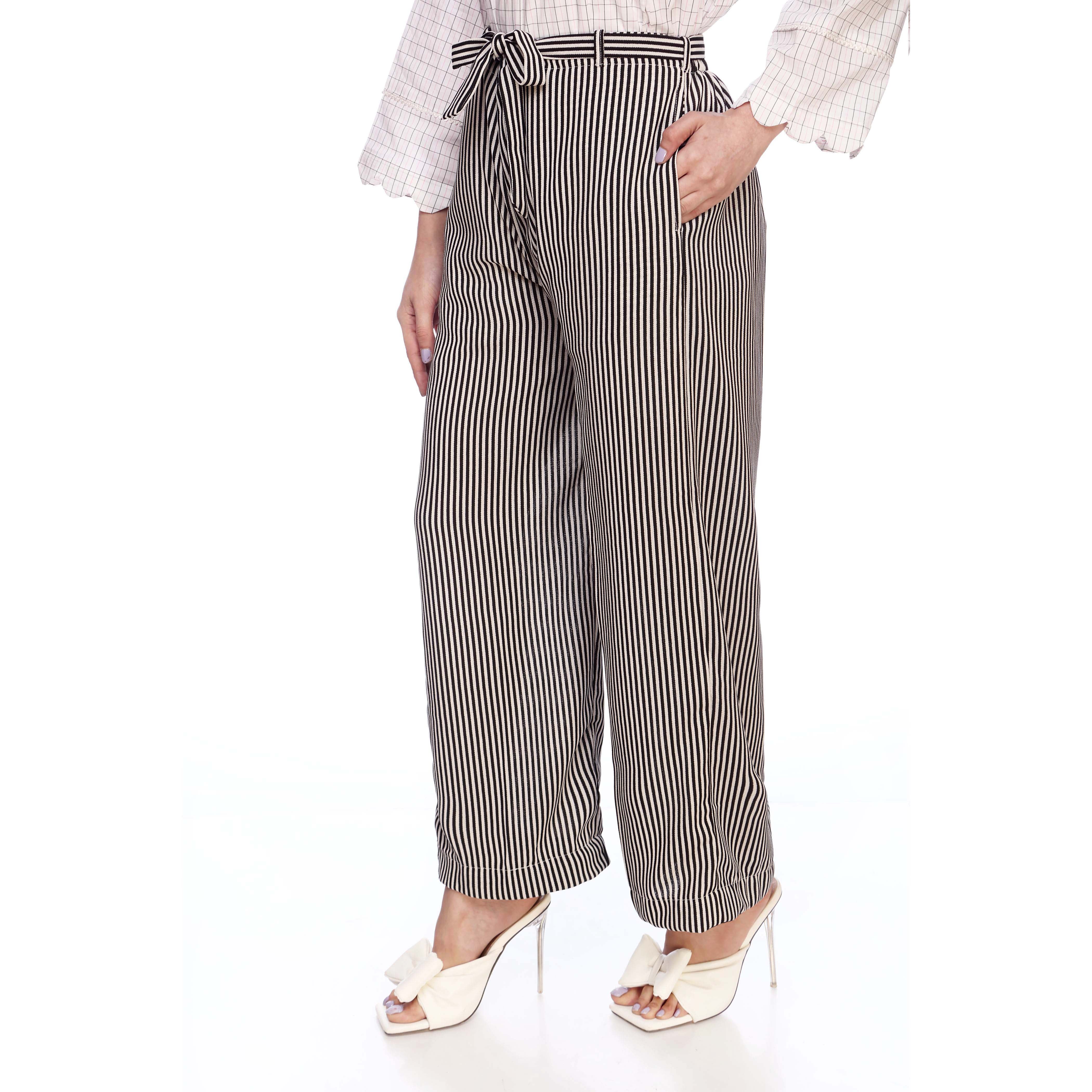 Black Color Straight Fit Striped Trouser PS2528