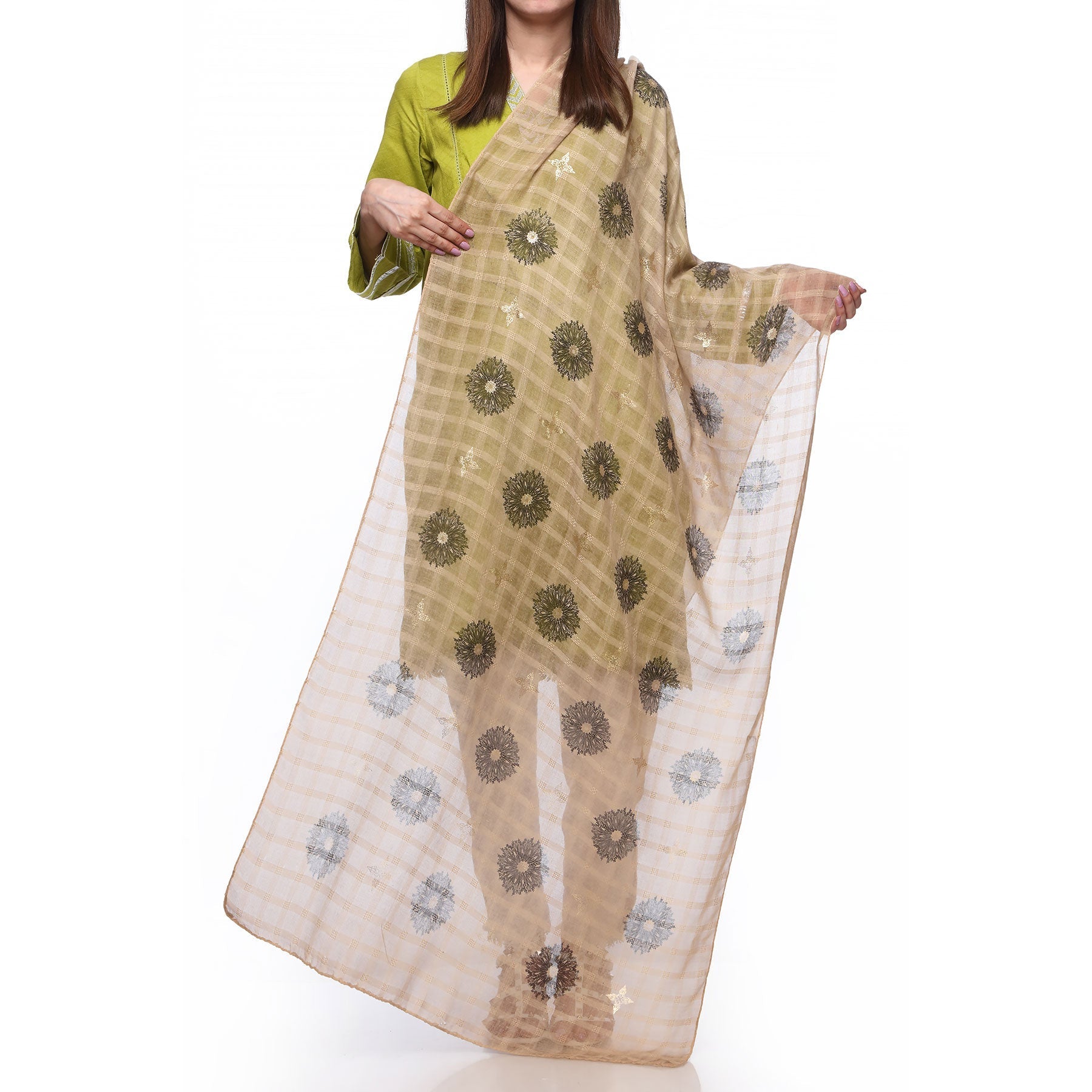 Khaki Color Dyed Lawn Stole PS271261