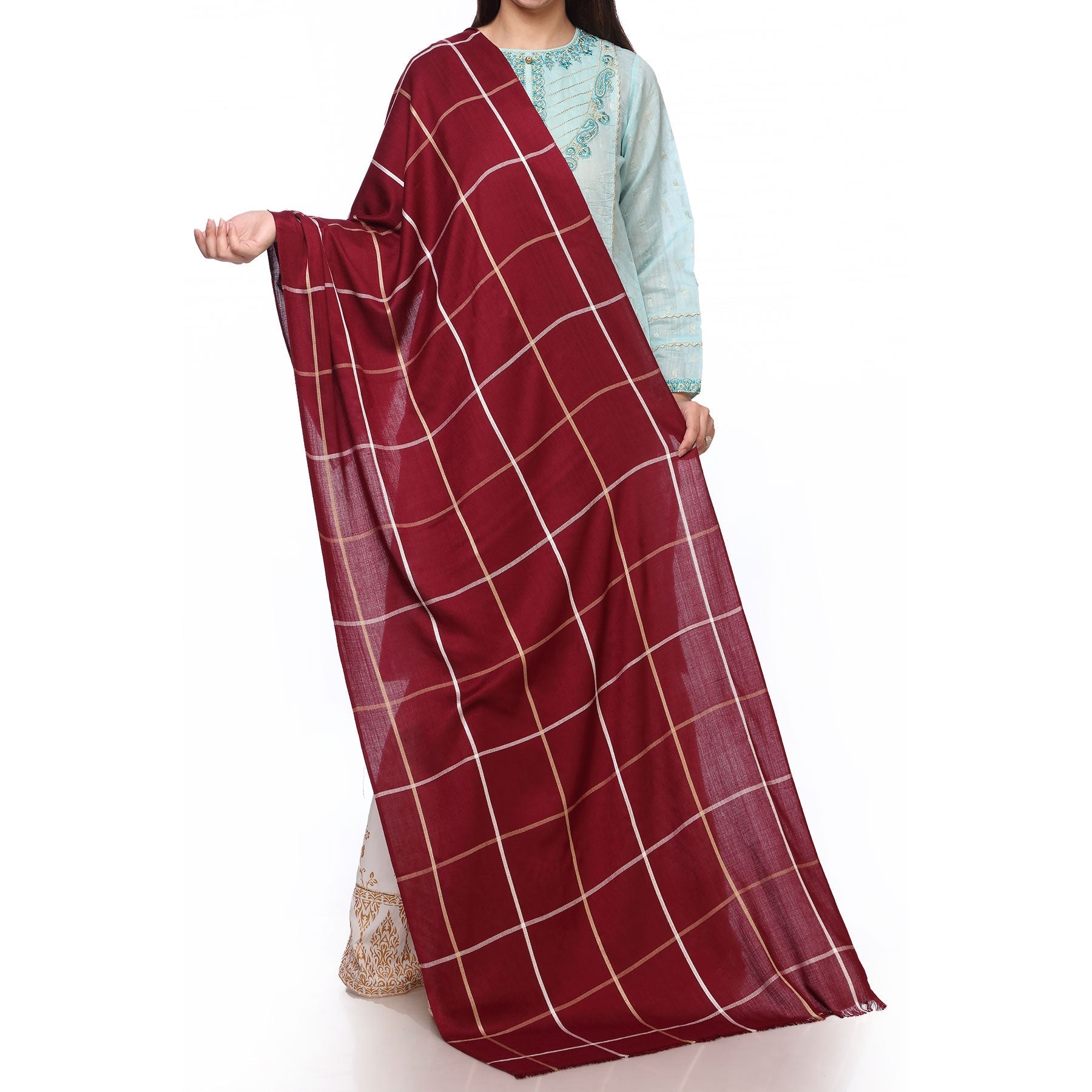 Maroon Color Dyed Lawn Stole PS271705