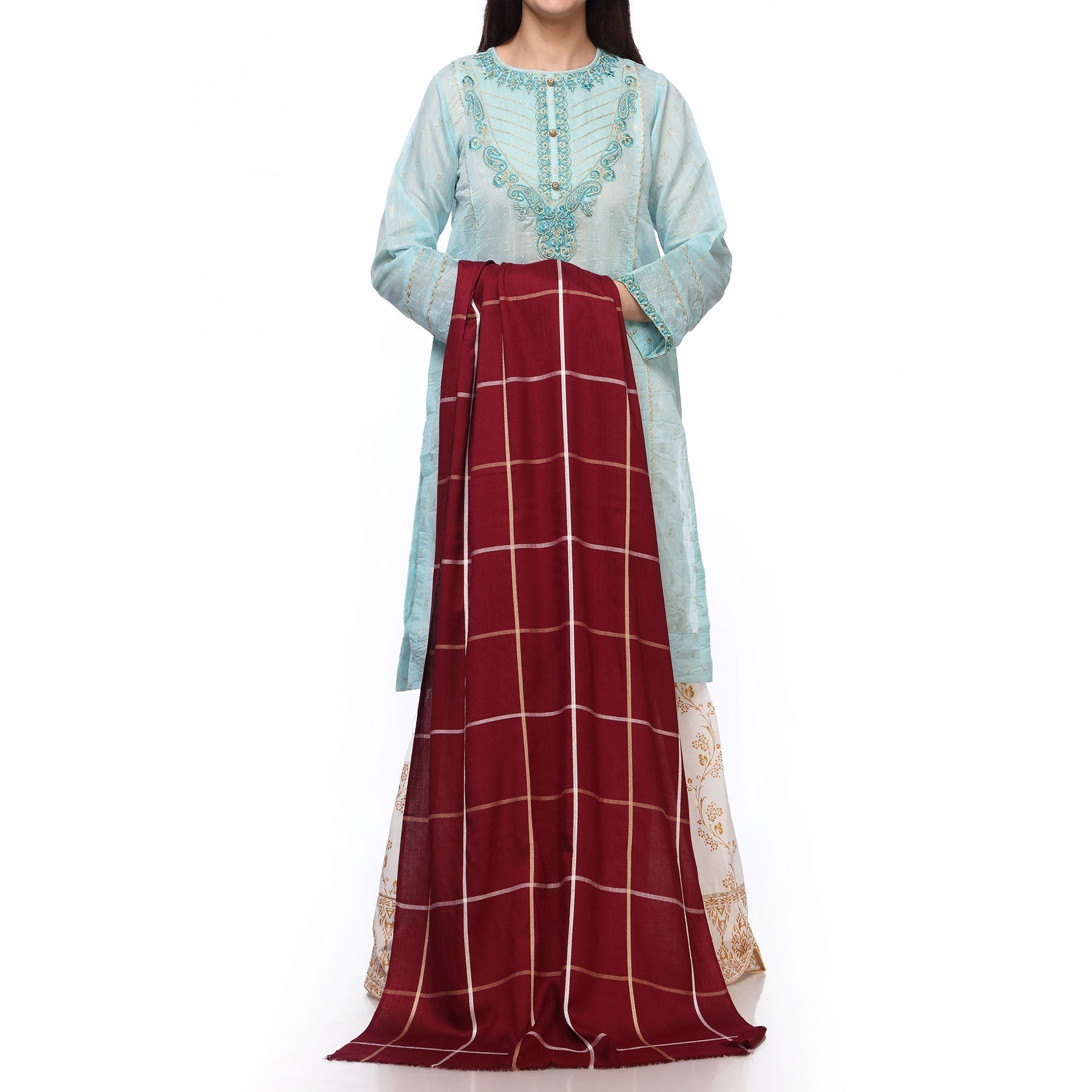 Maroon Color Dyed Lawn Stole PS271705