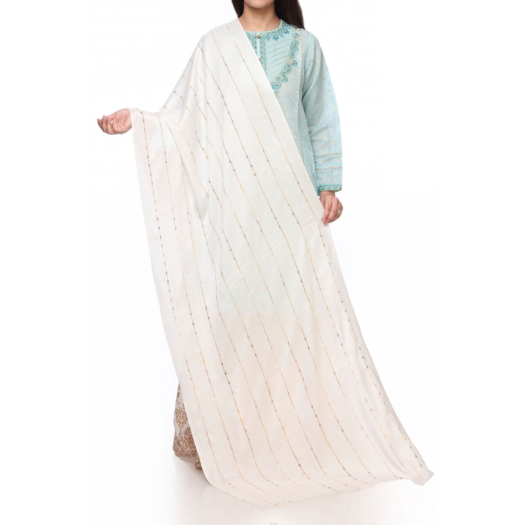 White Color Dyed Lawn Stole PS272009